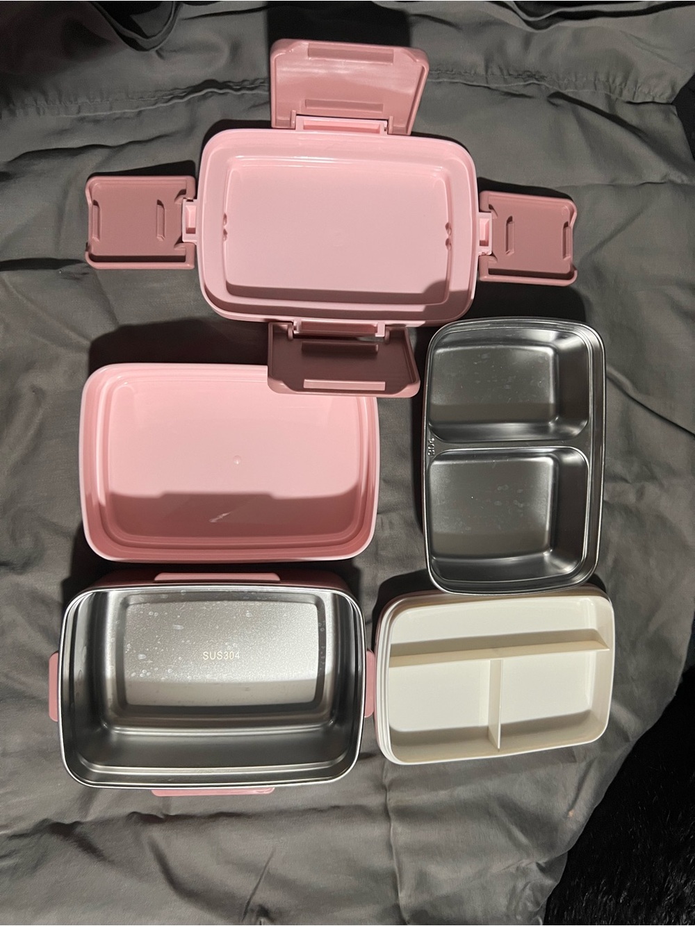 Pink Multi-Compartment Stainless Steel Bento Lunch Box